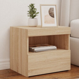 Berkfield Bedside Cabinet With Led Lights Sonoma Oak 50X40X45 Cm - thumbnail 1