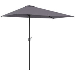 Outsunny 2.3M Garden Balcony Half Round Umbrella Metal Parasol Umbrella Grey - thumbnail 2