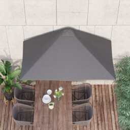 Outsunny 2.3M Garden Balcony Half Round Umbrella Metal Parasol Umbrella Grey - thumbnail 8