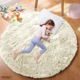 Ameha Round Rugs 120X120 Cm Cream Area Rugs For Bedroom Non Slip Modern Super Soft Plush Fluffy Shaggy Rug For Lounge Kids Room - thumbnail 7