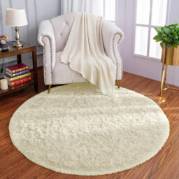 Ameha Round Rugs 120X120 Cm Cream Area Rugs For Bedroom Non Slip Modern Super Soft Plush Fluffy Shaggy Rug For Lounge Kids Room - thumbnail 6