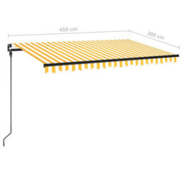 Berkfield Manual Retractable Awning With Led 450X300 Cm Yellow And White - thumbnail 7