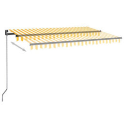 Berkfield Manual Retractable Awning With Led 450X300 Cm Yellow And White - thumbnail 3