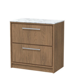 Hudson Reed Lille Floorstanding Two Drawer Contemporary Vanity Unit With Marble Worktop In Antique Oak, 810 X 460mm - thumbnail 2