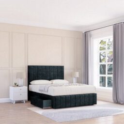 "Sloomy 4Ft California Naples Black Bed Set With 2 Drawers & Footboard, Mattress & 54"" Headboard - Small Double"