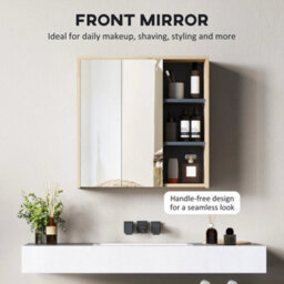 Bathroom Cabinet Wall Mounted Mirror Storage With Shelves Natural - thumbnail 5