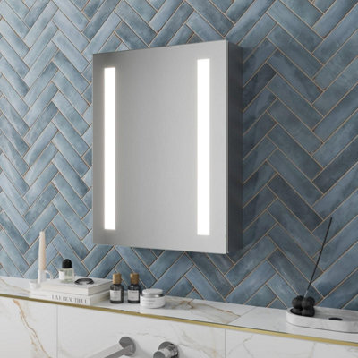 Affine Bathroom Led Mirror Cabinet Wall Mounted Shaver Socket Demister Ip44 650X500 - image 1
