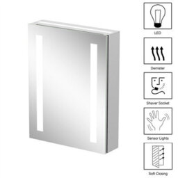 Affine Bathroom Led Mirror Cabinet Wall Mounted Shaver Socket Demister Ip44 650X500 - thumbnail 9