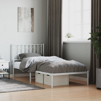 Berkfield Metal Bed Frame Without Mattress With Headboard White 90X190Cm - image 1