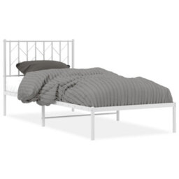 Berkfield Metal Bed Frame Without Mattress With Headboard White 90X190Cm - thumbnail 2