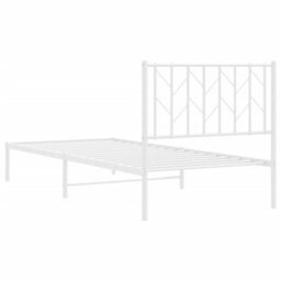 Berkfield Metal Bed Frame Without Mattress With Headboard White 90X190Cm - thumbnail 7
