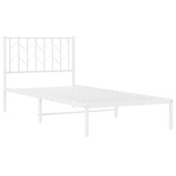 Berkfield Metal Bed Frame Without Mattress With Headboard White 90X190Cm - thumbnail 4