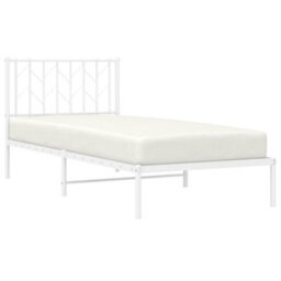 Berkfield Metal Bed Frame Without Mattress With Headboard White 90X190Cm - thumbnail 3