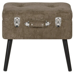 Beliani Timberline Storage Stool, Light Brown Corduroy, Black Legs, Buttoned Top, Suitcase-Inspired Design - thumbnail 1