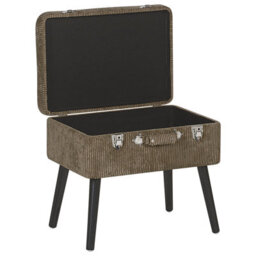 Beliani Timberline Storage Stool, Light Brown Corduroy, Black Legs, Buttoned Top, Suitcase-Inspired Design - thumbnail 6