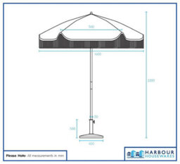 Harbour Housewares 1.4M Tassel Fringed Wooden Garden Parasol & Base Set Free-Standing Umbrella With Carry Bag - Pastel Pink Stripe - Upf30+ - thumbnail 5