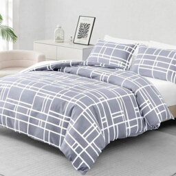 Pamposh 4 Pcs Double Duvet Set With Matching Black Double Fitted Sheet Breathable Premium Microfibre Reversible Quilt Cover