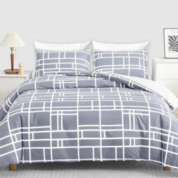 Pamposh 4 Pcs Double Duvet Set With Matching Black Double Fitted Sheet Breathable Premium Microfibre Reversible Quilt Cover - thumbnail 4