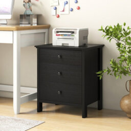 Costway 3-Drawer Bedroom Storage Chest 3-Tier Bedside Table W/ Storage Black - thumbnail 6