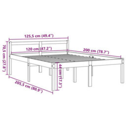 Berkfield Bed Frame Wax Brown 120X200 Cm Solid Wood Pine - thumbnail 9