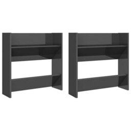 Berkfield Modern Wall Shoe Cabinets 2 Pcs High Gloss Grey 60X18X60 Cm Engineered Wood
