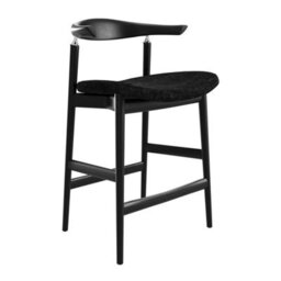 Wyld Haus Loughrea Upholstered Black Velvet Tweed Bar Stool By - thumbnail 2