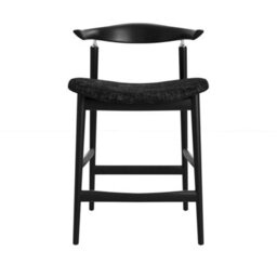 Wyld Haus Loughrea Upholstered Black Velvet Tweed Bar Stool By - thumbnail 4