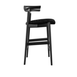 Wyld Haus Loughrea Upholstered Black Velvet Tweed Bar Stool By - thumbnail 5