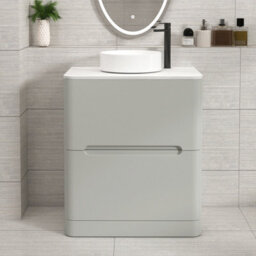 Royal Bathrooms Venice 700mm Dove Grey Freestanding Bathroom Countertop Vanity Unit 2 Drawer With Art Basin - thumbnail 1