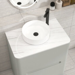Royal Bathrooms Venice 700mm Dove Grey Freestanding Bathroom Countertop Vanity Unit 2 Drawer With Art Basin - thumbnail 6