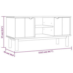 Berkfield Tv Cabinet Brown And Grey 113.5X43X57 Cm Solid Wood Pine - thumbnail 6