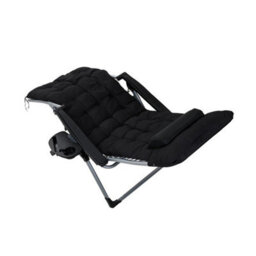 Black  Adjustable Garden Sun Lounger Folded Recliner Chair Reclining Deck Chair Cushion - thumbnail 6