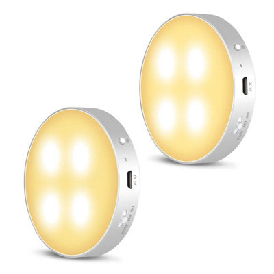 Rechargeable Warm White Indoor Led Motion Sensor Lights With Magnetic & 3M Adhesive Pads - Twin Pack - Daffodil Lec022 - image 1