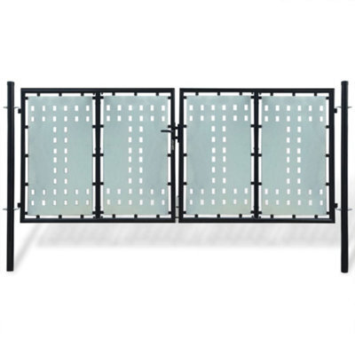 Berkfield Black Double Door Fence Gate 300 X 175 Cm - image 1
