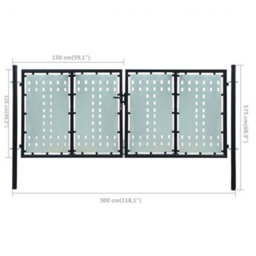 Berkfield Black Double Door Fence Gate 300 X 175 Cm - thumbnail 5