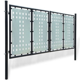 Berkfield Black Double Door Fence Gate 300 X 175 Cm - thumbnail 2