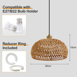 Harper Living Easy Fit Handwoven Rope Ceiling Light Shade With Reducer Ring, E27/b22 Yellow Woven Shade For Pendant Lights & Floor - thumbnail 5
