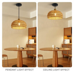 Harper Living Easy Fit Handwoven Rope Ceiling Light Shade With Reducer Ring, E27/b22 Yellow Woven Shade For Pendant Lights & Floor - thumbnail 6