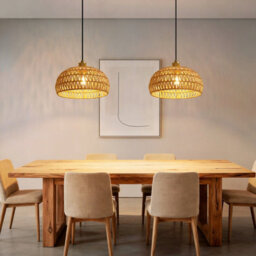 Harper Living Easy Fit Handwoven Rope Ceiling Light Shade With Reducer Ring, E27/b22 Yellow Woven Shade For Pendant Lights & Floor - thumbnail 2