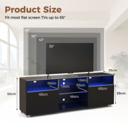 Gainoom Black Tv Stand Media Console Table Modern Entertainment Center For 65 Inch Tv - thumbnail 2