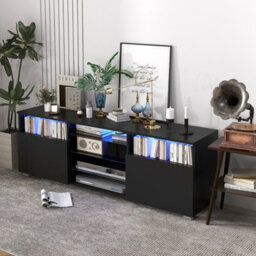 Gainoom Black Tv Stand Media Console Table Modern Entertainment Center For 65 Inch Tv - thumbnail 3
