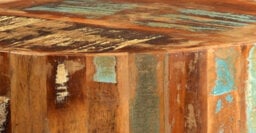 Vema Reclaimed Boat Wood And Metal Drum Shape Round Side Table - thumbnail 3