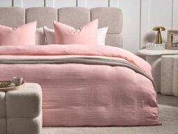Beliani Duvet Cover Set Sumner 220 X 240 Cm Cotton Muslin Pastel Pink - thumbnail 2