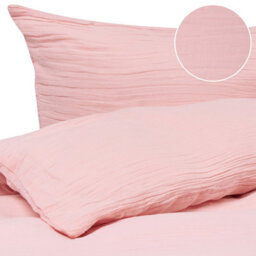 Beliani Duvet Cover Set Sumner 220 X 240 Cm Cotton Muslin Pastel Pink - thumbnail 1