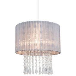 Cosylyte Winni Beaded Voile Easyfit Modern Lamp Shade - Silver Grey - thumbnail 3
