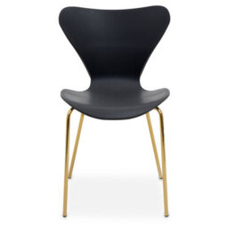 Orsina Versatile Dining Chair With Black Seat, Comfortable Breakfast Room Chair, Elegant Design Outdoor Chair