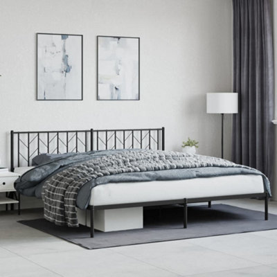 Berkfield Metal Bed Frame Without Mattress With Headboard Black 200X200Cm - image 1