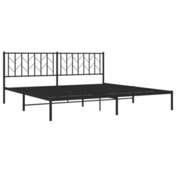 Berkfield Metal Bed Frame Without Mattress With Headboard Black 200X200Cm - thumbnail 4