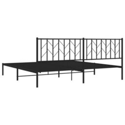Berkfield Metal Bed Frame Without Mattress With Headboard Black 200X200Cm - thumbnail 7