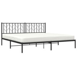 Berkfield Metal Bed Frame Without Mattress With Headboard Black 200X200Cm - thumbnail 3